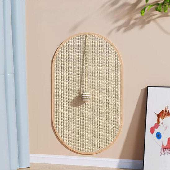 Griffoir mural chat élégant en sisal naturel pour protéger les meubles, modèle ovale Vertigriffe.