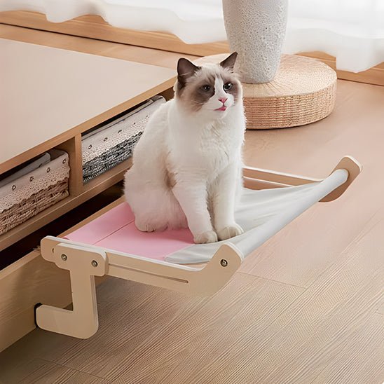Hamac pour chat CatNap rose et gris, avec fixation pour lit