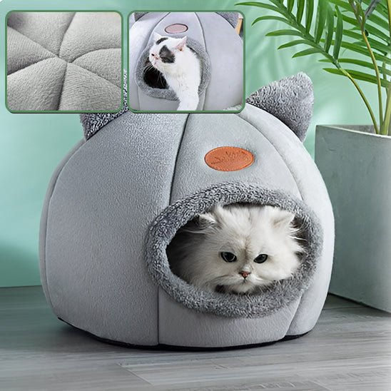 niche pour chat comfyhouse grise cosy avec chat