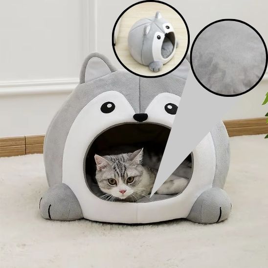 Niche pour chat moelleuse lit panier theme hibou