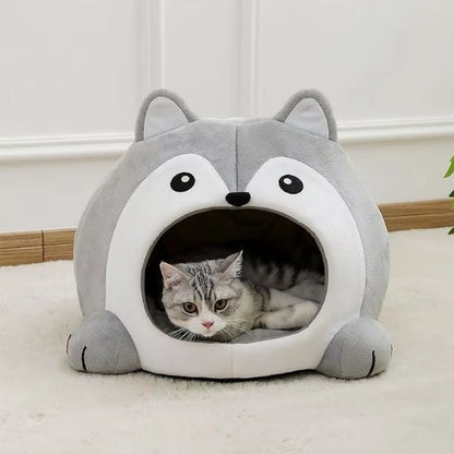 Niche pour chat pliable avec structure souple facile à ranger