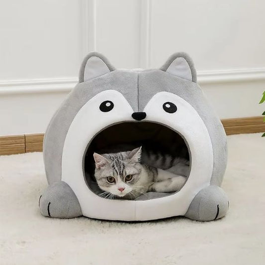 Niche pour chat pliable avec structure souple facile à ranger
