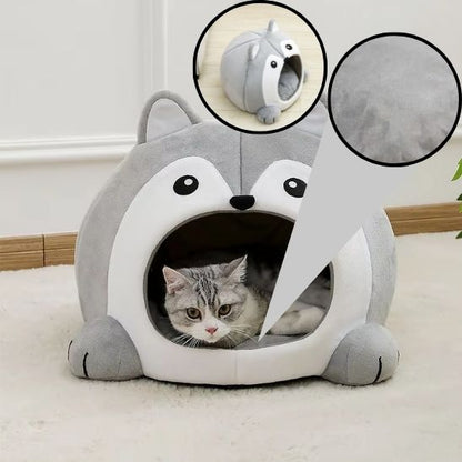 Niche pour chat moelleuse lit panier theme hibou