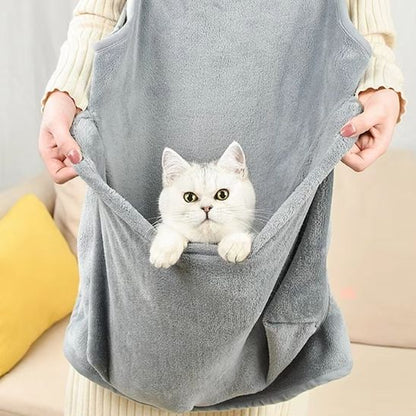 Tablier pour chat kangourou avec grande poche, idéal pour transporter et garder son chat au chaud